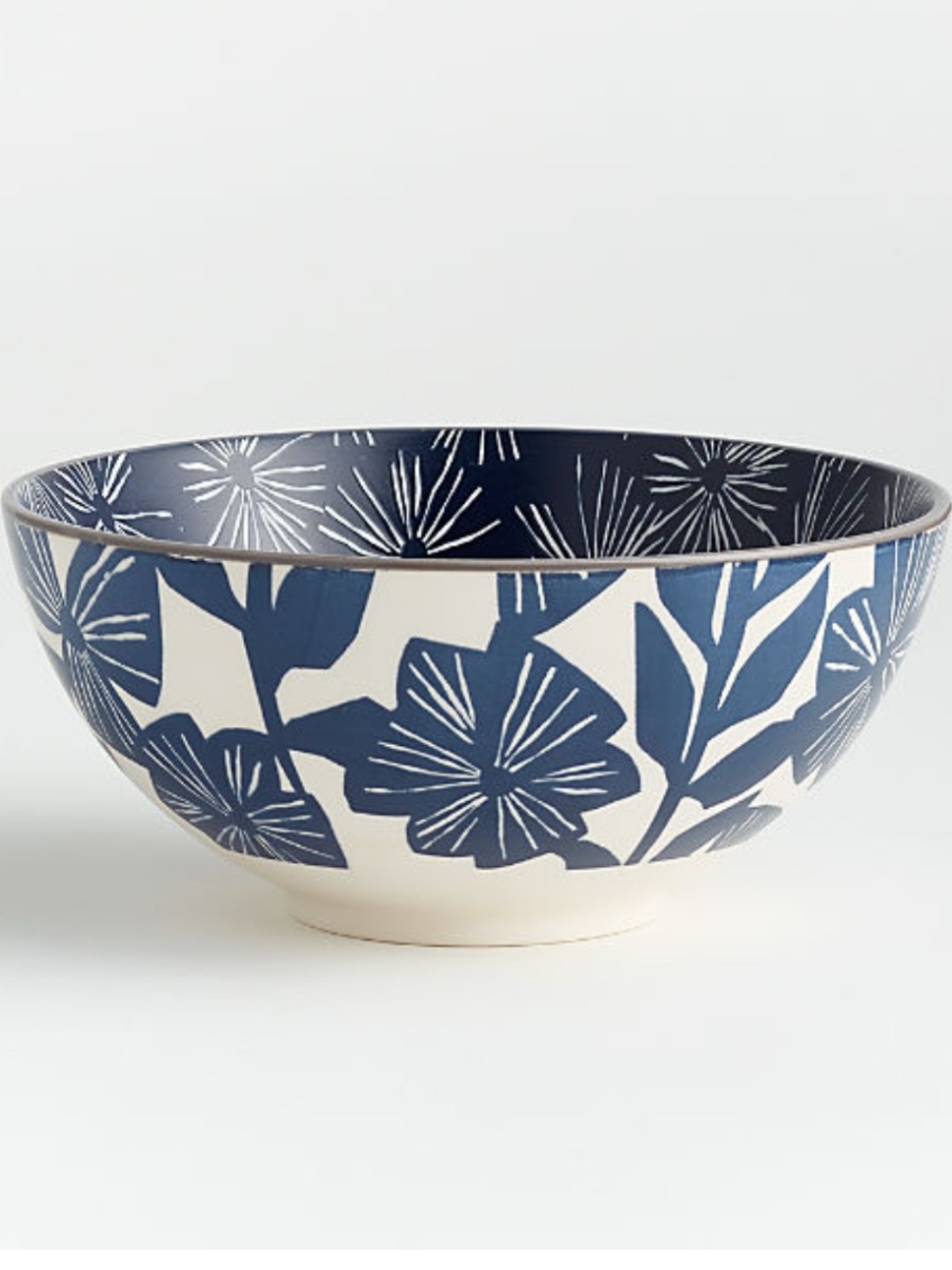 Crate&Barrel Mai 7.5" Blue Floral Ceramic Bowl